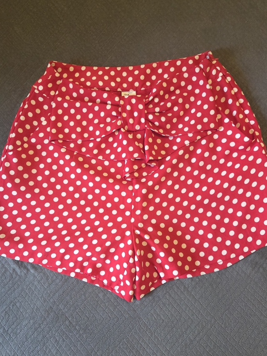 Disney Pants - DISNEY High-Waist Red Polka Dot Shorts with Front Bow